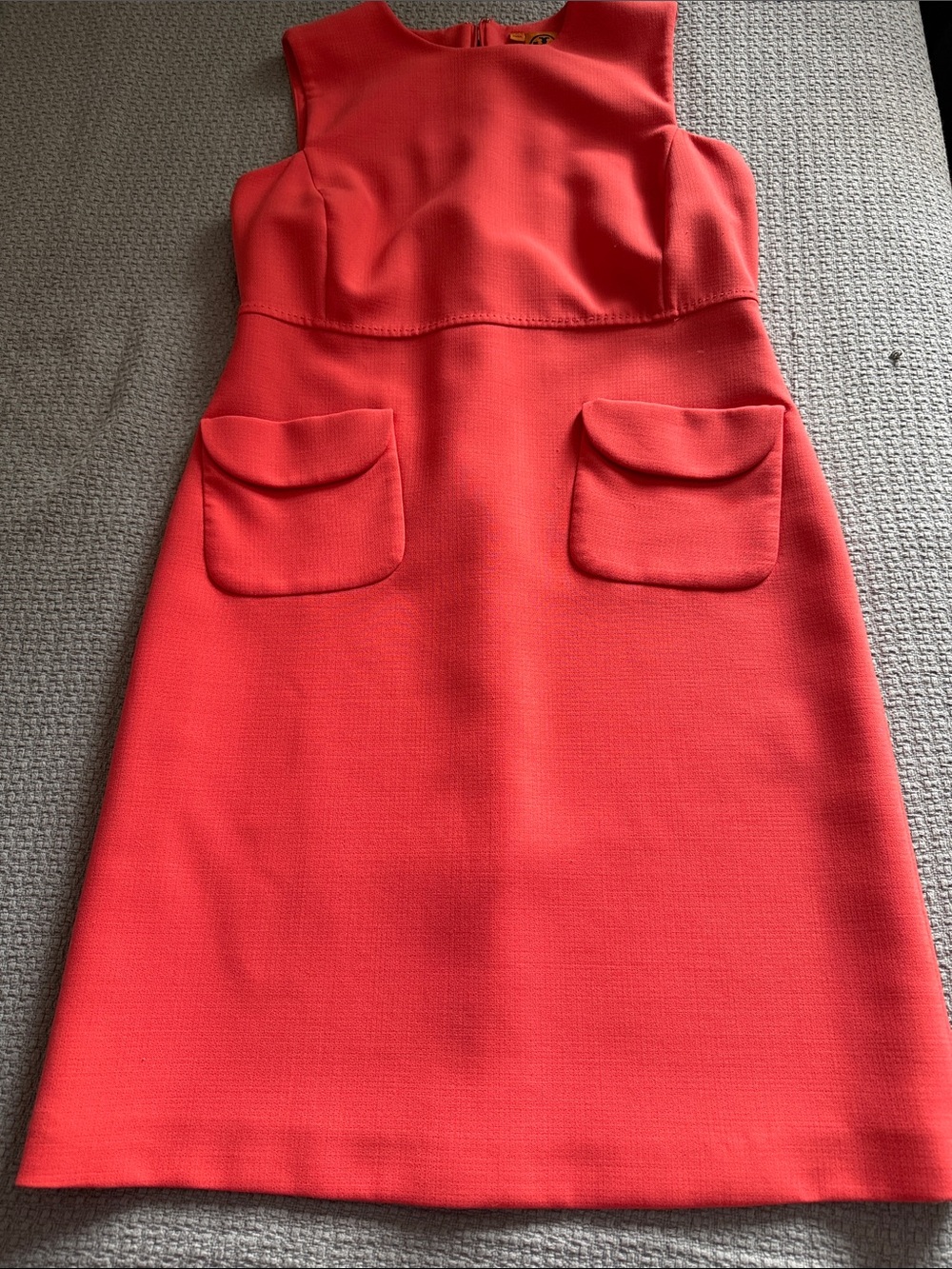 Tory Burch Coral Sleeveless Pocket Sheath Dress